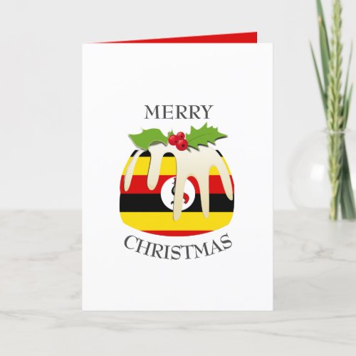 UGANDA FLAG  Christmas Pudding  Festive Holiday Card