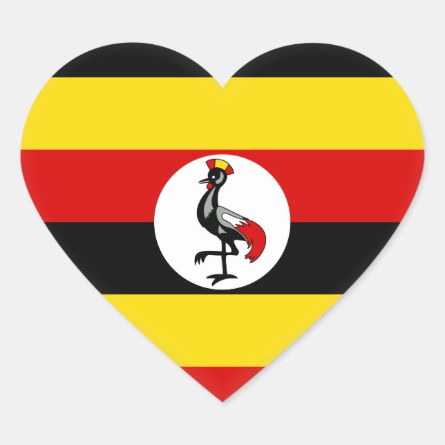 Uganda Flag Heart Sticker (Front)