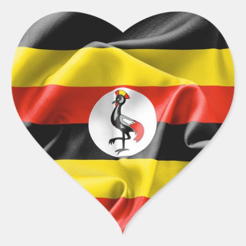 Uganda Flag Heart Sticker