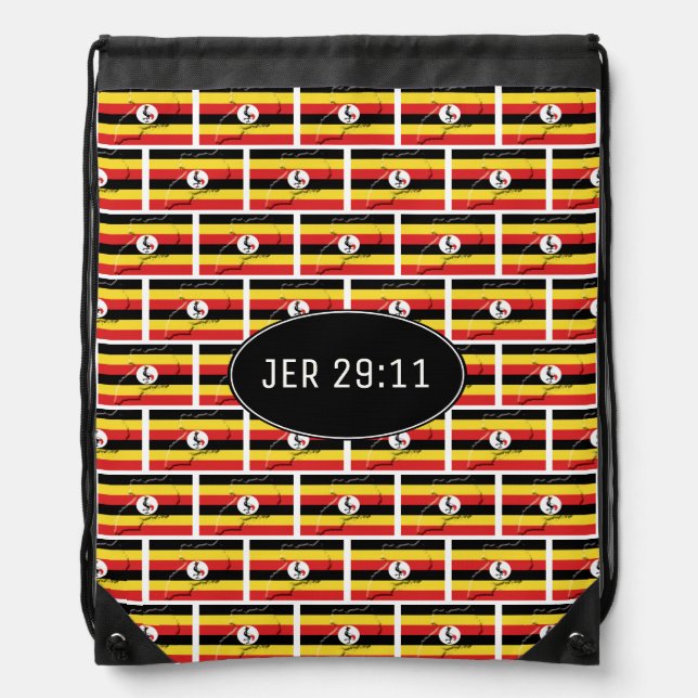 UGANDA FLAG | JEREMIAH 29:11 | Ugandan Drawstring Bag (Front)
