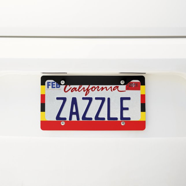 Uganda flag license plate frame (On Car)