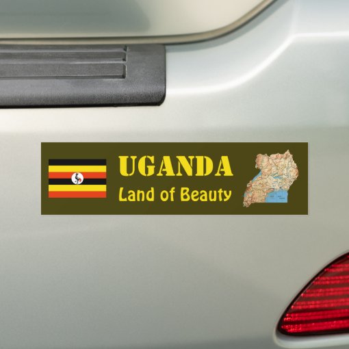 Uganda Flag + Map Bumper Sticker Zazzle
