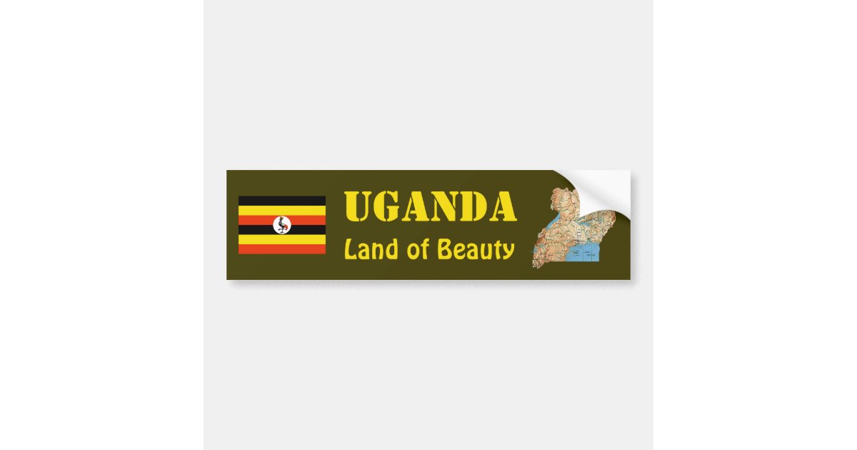 Uganda Flag + Map Bumper Sticker Zazzle