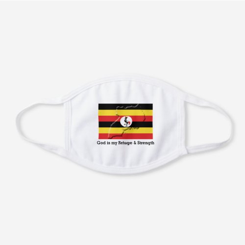 UGANDA FLAG MAP Customizable GOD MY REFUGE White Cotton Face Mask
