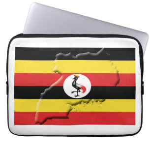 UGANDA Flag Map Patriotic Computer WHITE Laptop Sleeve
