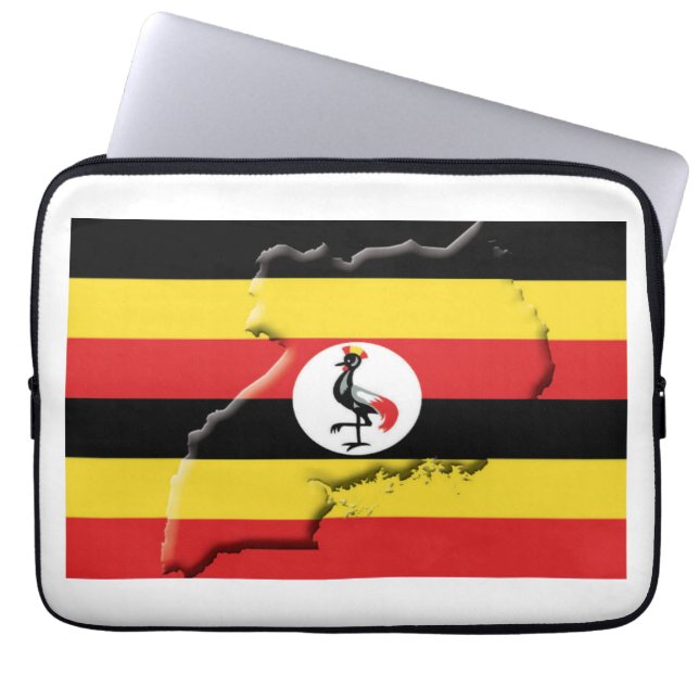 UGANDA Flag Map Patriotic Computer WHITE Laptop Sleeve (Front)