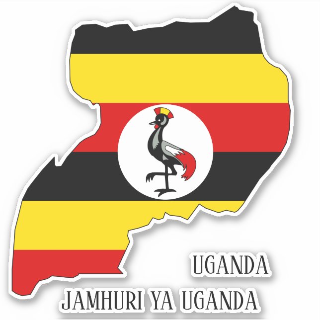 Uganda Flag Map Patriotic Sticker (Front)