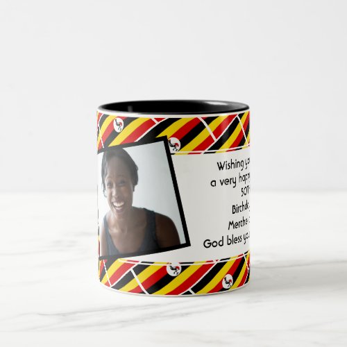 UGANDA FLAG Photo Template Add Your Text Two_Tone Coffee Mug