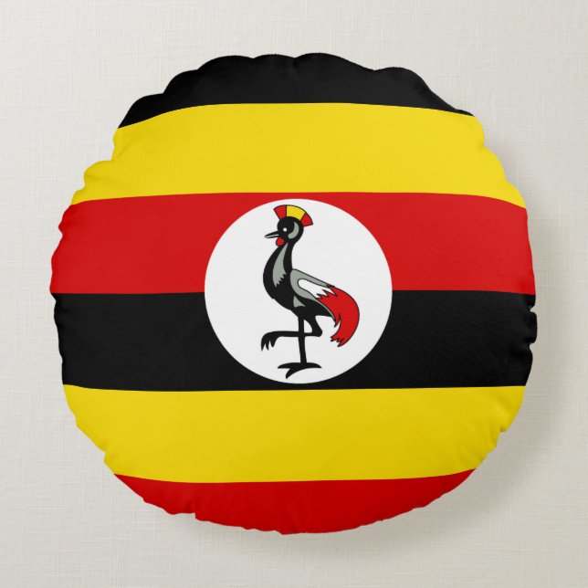 Uganda Flag Round Pillow (Front)