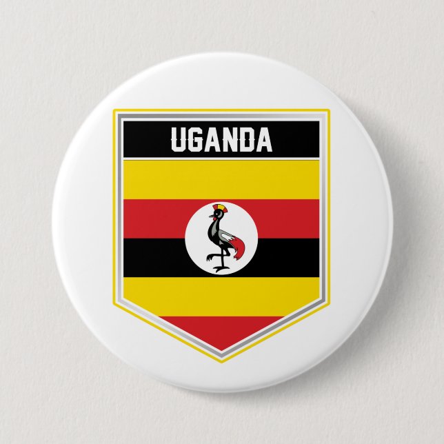 Uganda Flag Shield Button (Front)