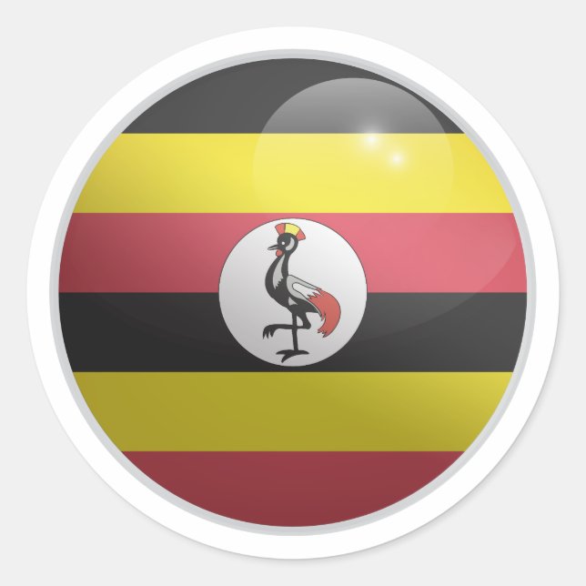 Uganda Glossy Circle Flag Classic Round Sticker (Front)