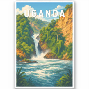 Uganda Illustration Travel Art Vintage Sticker