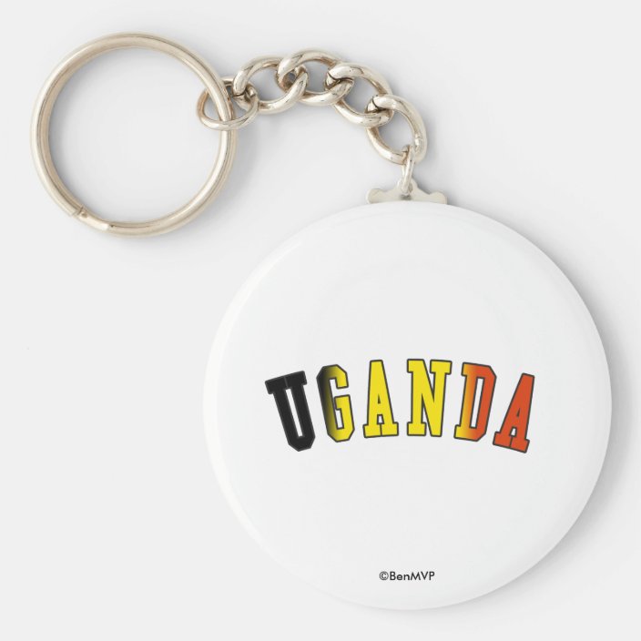 Uganda in National Flag Colors Key Chain