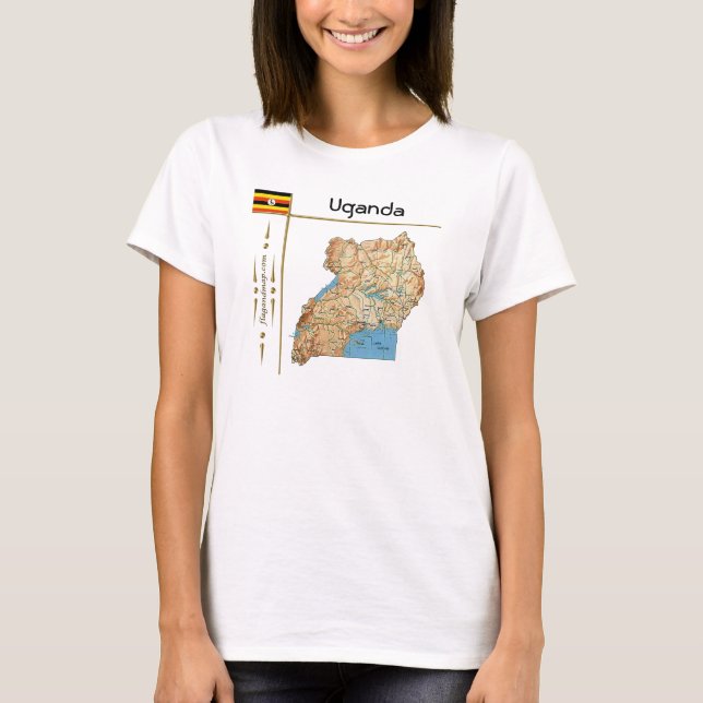 Uganda Map + Flag + Title T-Shirt (Front)