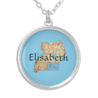 Uganda Map + Name Necklace