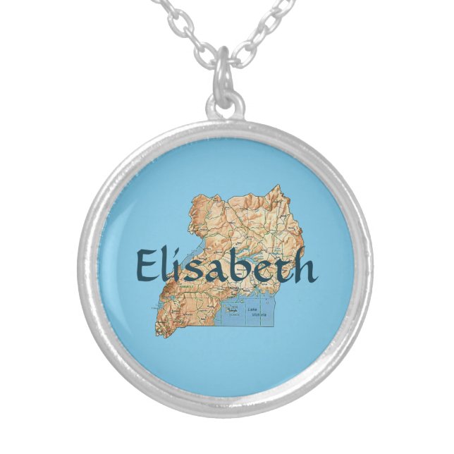 Uganda Map + Name Necklace (Front)
