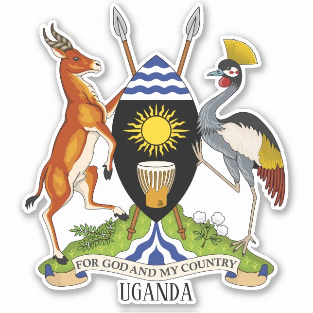 Uganda National Coat Of Arms Patriotic Sticker (Front)