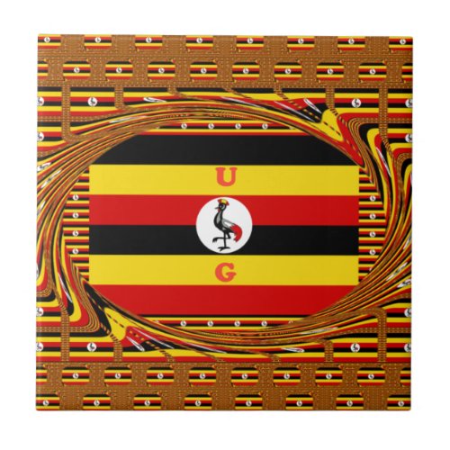 Uganda National Flag Ceramic Tile