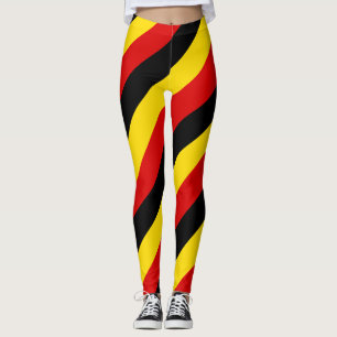Uganda National Flag Colors Diagonal Striped Leggings