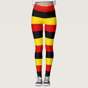 Uganda National Flag Colors Horizontal Striped Leggings