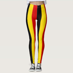 Uganda National Flag Colors Vertical Striped Leggings