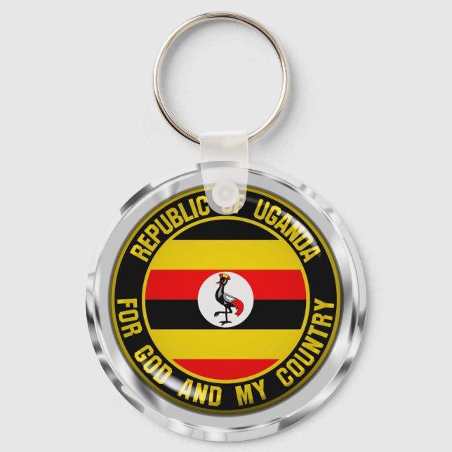 Uganda Round Emblem Keychain (Front)