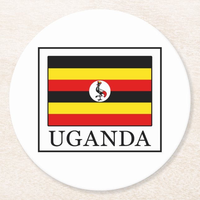 Uganda Round Paper Coaster (Front)