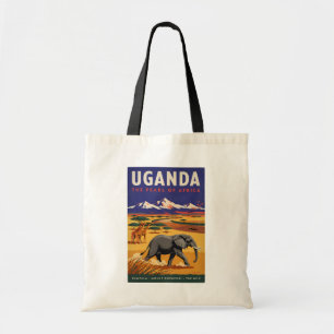 Uganda Safari Illustration Travel Art Vintage Tote Bag