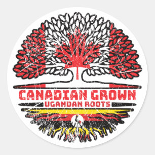 Uganda Ugandan Canadian Canada Tree Roots Flag Classic Round Sticker