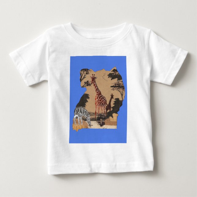Uganda Wildlife Map Art Print Baby T-Shirt (Front)
