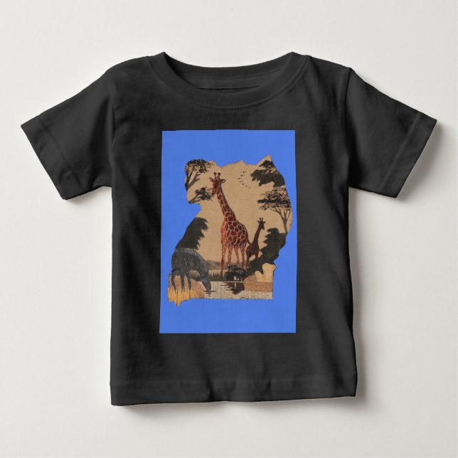 Uganda Wildlife Map Art Print Baby T-Shirt (Front)