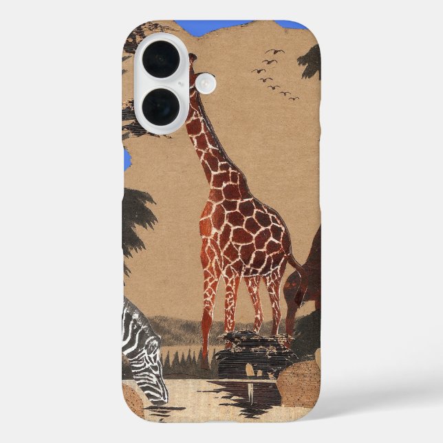 Uganda Wildlife Map Art Print Case-Mate iPhone Case (Back)