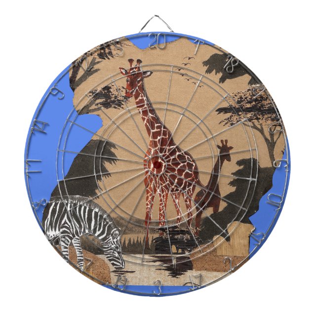 Uganda Wildlife Map Art Print Dart Board (Front)
