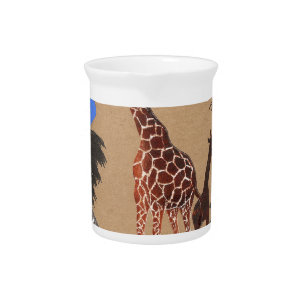 Uganda Wildlife Map Art Print Drink Pitcher