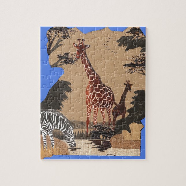 Uganda Wildlife Map Art Print Jigsaw Puzzle (Vertical)