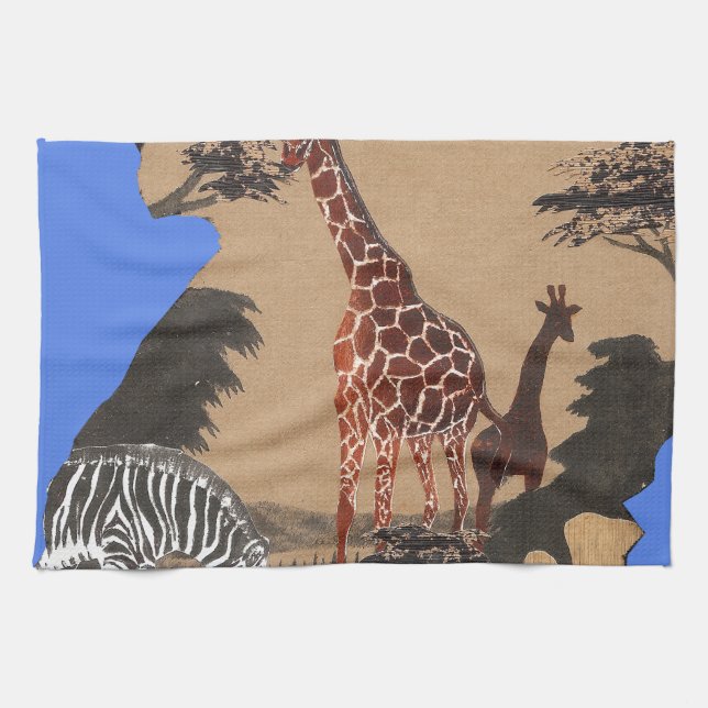 Uganda Wildlife Map Art Print Kitchen Towel (Horizontal)