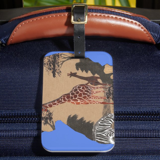 Uganda Wildlife Map Art Print Luggage Tag (Front Insitu 2)