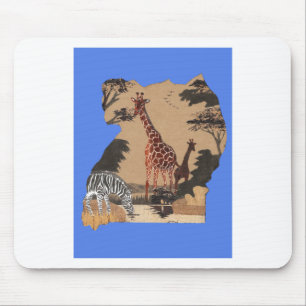 Uganda Wildlife Map Art Print Mouse Pad