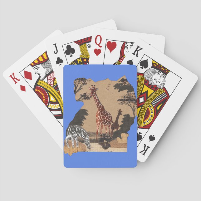 Uganda Wildlife Map Art Print Poker Cards (Back)