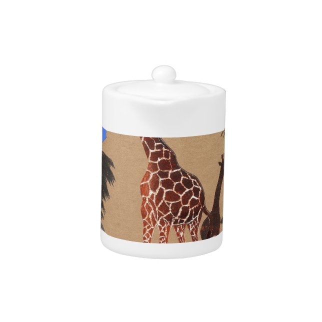 Uganda Wildlife Map Art Print Teapot (Front)
