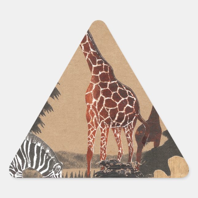 Uganda Wildlife Map Art Print Triangle Sticker (Front)