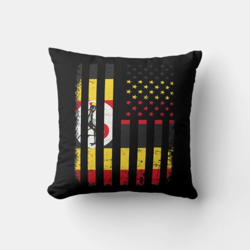 Ugandan American Flag Ugandan Roots Uganda Throw Pillow