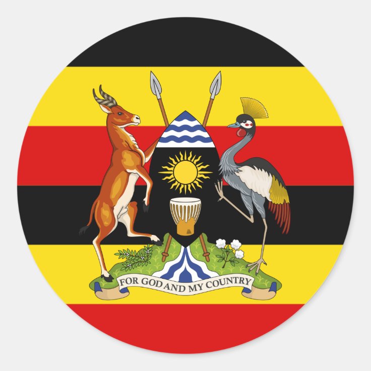 Ugandan Flag & Coat of Arms, Flag of Uganda Classic Round Sticker Zazzle