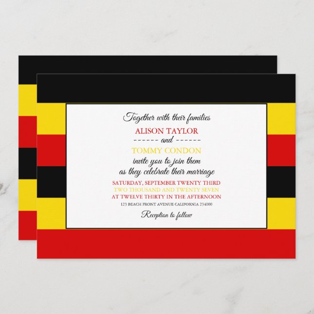 Ugandan Flag, Flag of Uganda Wedding Invitation (Front/Back)