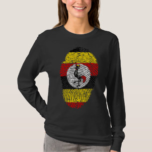 Ugandan Heritage Fingerprint Black Women's Long  T-Shirt