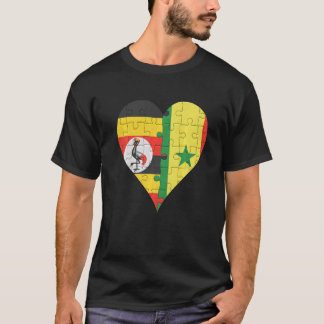Ugandan Senegalese Flag Heart T-Shirt