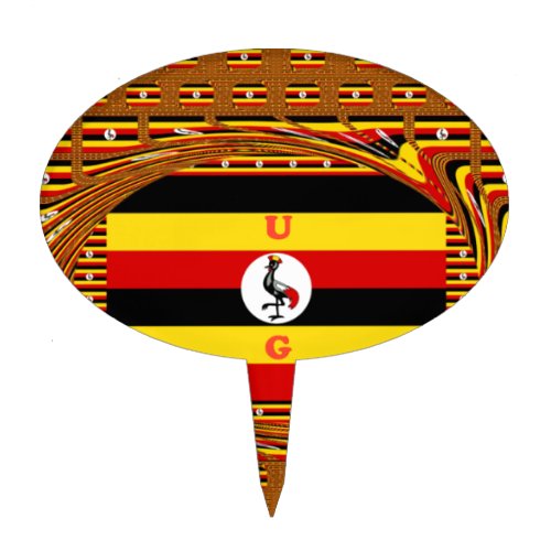 Ugandas Heartbeat A Symphony of  Symbol Colors Cake Topper