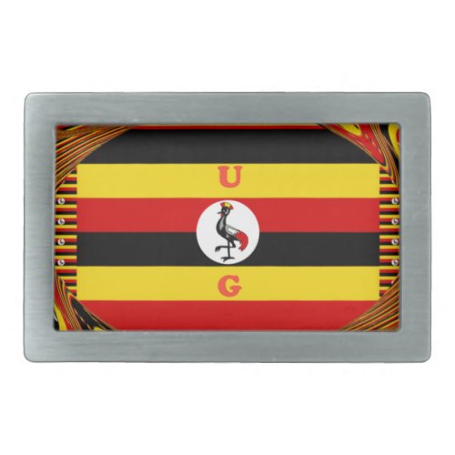 Ugandas Heartbeat A Symphony of  Symbol Colors Rectangular Belt Buckle