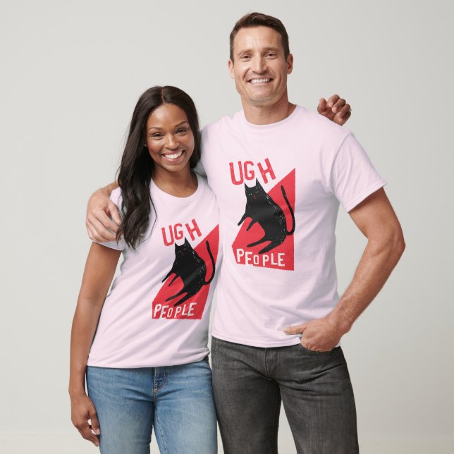 Ugh People Black Cat T-Shirt (Unisex)