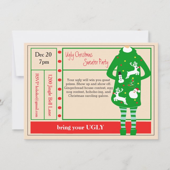 Ugliest Christmas Ever Sweater Party Invitation (Front)